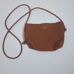 Brown Genuine Leather Crossbody Bag With Adjustable Strap & Magnetic Snap Closur